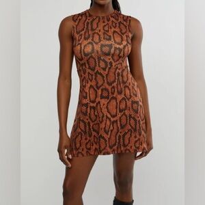 We Wore What Muscle Tank Mini Dress in Snake Print. Large. NWT!